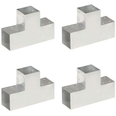 vidaXL Connecteurs de poteaux 4 pcs Forme T Métal galvanisé 101x101 mm - Connecteurs de poteaux - Publicité vidaXL Connecteurs de poteaux 4 pcs Forme T Métal galvanisé 101x101 mm - Connecteurs de poteaux - Publicité