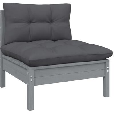 Canapé Central de Jardin vidaXL - Gris, Modular, Bois de Pin - Mobilier d'Extérieur - Publicité Canapé Central de Jardin vidaXL - Gris, Modular, Bois de Pin - Mobilier d'Extérieur - Publicité