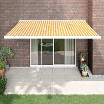 vidaXL Toldo Retráctil Jaune Blanc 4x3 m Tissu et Aluminium - Publicité vidaXL Toldo Retráctil Jaune Blanc 4x3 m Tissu et Aluminium - Publicité