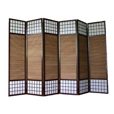 Paravent japonais en bois avec bambou de 6 Panneaux -PEGANE- Marron - Publicité Paravent japonais en bois avec bambou de 6 Panneaux -PEGANE- Marron - Publicité