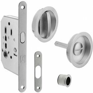 Non communiqué Serrure porte coulissante à crochet - Axe 40mm - Rosaces rondes condamnation + tire-doigts + gache - Publicité Non communiqué Serrure porte coulissante à crochet - Axe 40mm - Rosaces rondes condamnation + tire-doigts + gache - Publicité