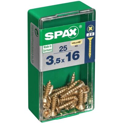 Non communiqué Lot de 25 vis acier tête fraisée pozidriv SPAX, Diam.3.5 mm x L.16 mm - Publicité Non communiqué Lot de 25 vis acier tête fraisée pozidriv SPAX, Diam.3.5 mm x L.16 mm - Publicité