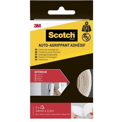Bandes auto-agrippantes Scotch - 150cm Blanc - Intérieur - Publicité Bandes auto-agrippantes Scotch - 150cm Blanc - Intérieur - Publicité