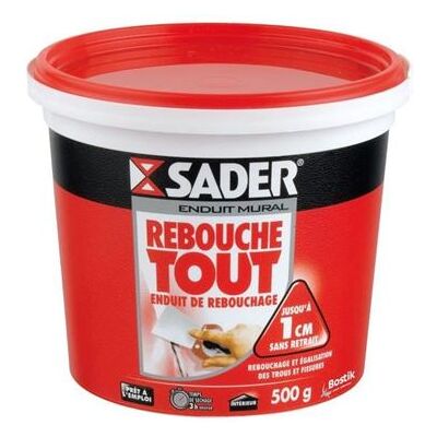 SADER Pot Pâte Enduit Rebouche Tout - 500g - mastic - Publicité SADER Pot Pâte Enduit Rebouche Tout - 500g - mastic - Publicité