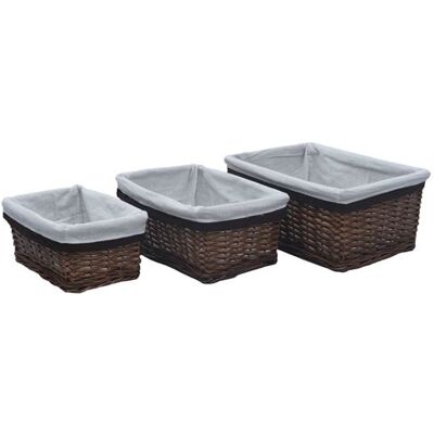 vidaXL 3-delige Mandenset stapelbaar wilgen bruin286977 Brun - Publicité vidaXL 3-delige Mandenset stapelbaar wilgen bruin286977 Brun - Publicité