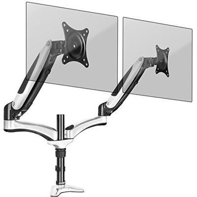Duronic DM652 Support 2 écrans à Pince pour Bureau Mécanisme à gaz Ajustement à la volée Hauteur Ajustable Compatibilité avec Moniteur VESA 75/100 Revêtement en Chrome Passe câble Inclus - Publicité Duronic DM652 Support 2 écrans à Pince pour Bureau Mécanisme à gaz Ajustement à la volée Hauteur Ajustable Compatibilité avec Moniteur VESA 75/100 Revêtement en Chrome Passe câble Inclus - Publicité