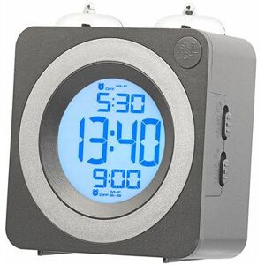 Non communiqué St. Leonhard : Réveil radio-piloté à sonnette design carré rétro gris - Publicité Non communiqué St. Leonhard : Réveil radio-piloté à sonnette design carré rétro gris - Publicité