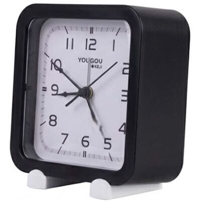 Non communiqué Réveil Analogique Quartz Silencieux Carré Design Minimaliste - Noir Noir - Publicité Non communiqué Réveil Analogique Quartz Silencieux Carré Design Minimaliste - Noir Noir - Publicité