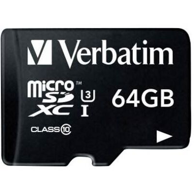 Carte mémoire Verbatim PRO 64GB microSDXC UHS-I - Résistante - Publicité Carte mémoire Verbatim PRO 64GB microSDXC UHS-I - Résistante - Publicité