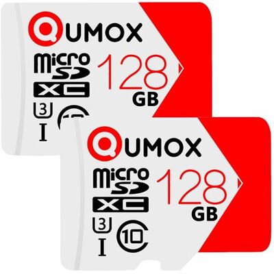 2pcs Carte mémoire micro SD 128Go SDXC Qumox Extreme classe 10 UHS-I U3 80Mo/s - Publicité 2pcs Carte mémoire micro SD 128Go SDXC Qumox Extreme classe 10 UHS-I U3 80Mo/s - Publicité