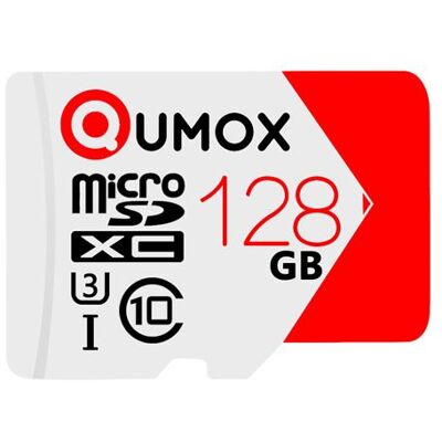Carte mémoire micro SD 128Go SDXC Qumox Extreme classe 10 UHS-I U3 80Mo/s - Publicité Carte mémoire micro SD 128Go SDXC Qumox Extreme classe 10 UHS-I U3 80Mo/s - Publicité