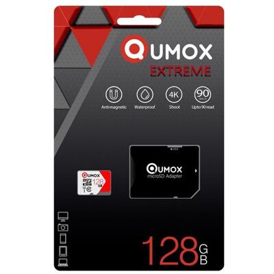 128Go Micro SD/SDXC Qumox EXTREME carte mémoire 128g micro SDXC CLASS 10 UHS-I sous blister - Publicité 128Go Micro SD/SDXC Qumox EXTREME carte mémoire 128g micro SDXC CLASS 10 UHS-I sous blister - Publicité