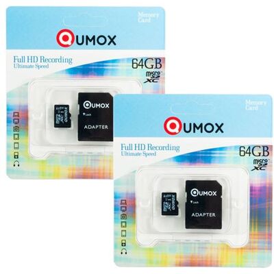 Micro SD SDHC 64 Go classe 10 USH-1 70 Mo/s Qumox 2pcs - Publicité Micro SD SDHC 64 Go classe 10 USH-1 70 Mo/s Qumox 2pcs - Publicité