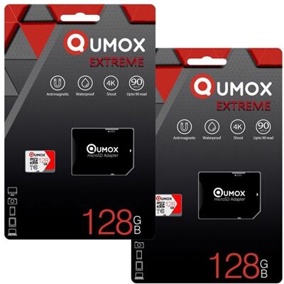 2x 128Go Micro SD/SDXC Qumox EXTREME carte mémoire 128g micro SDXC CLASS 10 UHS-I sous blister - Publicité 2x 128Go Micro SD/SDXC Qumox EXTREME carte mémoire 128g micro SDXC CLASS 10 UHS-I sous blister - Publicité