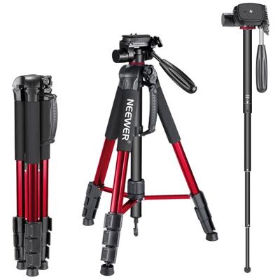 Neewer Trépied monopod Portable en Alliage Alluminium 177 centimètres avec Rotule Pan Head 3 Directions, Fourni avec Sac de Transport pour DSLR Canon Nikon Sony et Caméscope, Charge Admissible de 4 kilogrammes (Rouge) Rouge - Publicité Neewer Trépied monopod Portable en Alliage Alluminium 177 centimètres avec Rotule Pan Head 3 Directions, Fourni avec Sac de Transport pour DSLR Canon Nikon Sony et Caméscope, Charge Admissible de 4 kilogrammes (Rouge) Rouge - Publicité