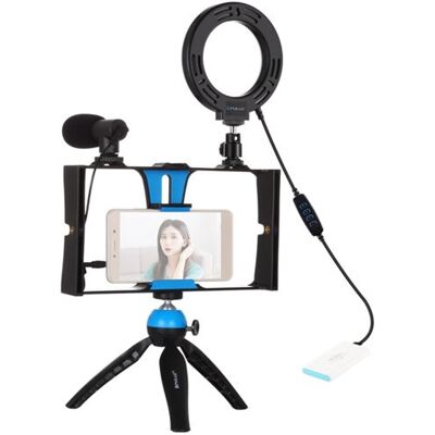 Ring LED Selfie Light Kits PULUZ 4,7 pouces avec microphone + Trépied + Tête de trépied Cold Shoe (Bleu) Bleu - Publicité Ring LED Selfie Light Kits PULUZ 4,7 pouces avec microphone + Trépied + Tête de trépied Cold Shoe (Bleu) Bleu - Publicité