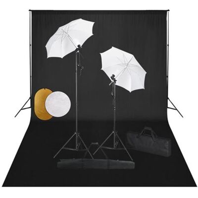 Non communiqué Kit de studio photo avec lampes toile de fond et réflecteur Noir - Publicité Non communiqué Kit de studio photo avec lampes toile de fond et réflecteur Noir - Publicité