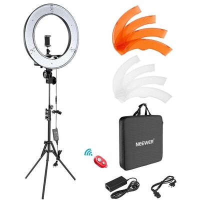 Neewer Kit d'éclairage Ring Light Anneau de lumière LED 48cm Extérieur 55W 5500K Réglable LED - Publicité Neewer Kit d'éclairage Ring Light Anneau de lumière LED 48cm Extérieur 55W 5500K Réglable LED - Publicité