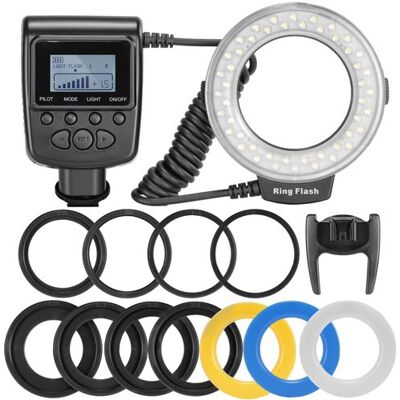Neewer Macro 48 LED-Bague Anneau Lumineux (4 x diffuseur Transparent/Clair/Bleu/Blanc) - pour Canon/Nikon/panasonic/Olympus/pentax Appareil Photo Reflex - Publicité Neewer Macro 48 LED-Bague Anneau Lumineux (4 x diffuseur Transparent/Clair/Bleu/Blanc) - pour Canon/Nikon/panasonic/Olympus/pentax Appareil Photo Reflex - Publicité