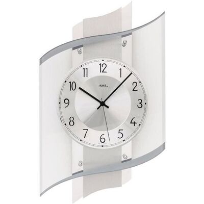 Horloge Murale AMS F5516 Argent Ondulé - Horloge murale - Publicité Horloge Murale AMS F5516 Argent Ondulé - Horloge murale - Publicité