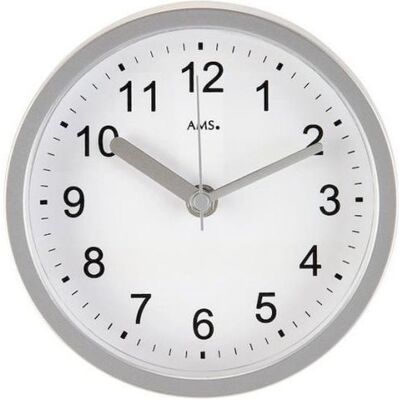 Horloge Murale AMS 5926 Argenté - Radio-pilotée, Quarz, 16cm - Publicité Horloge Murale AMS 5926 Argenté - Radio-pilotée, Quarz, 16cm - Publicité