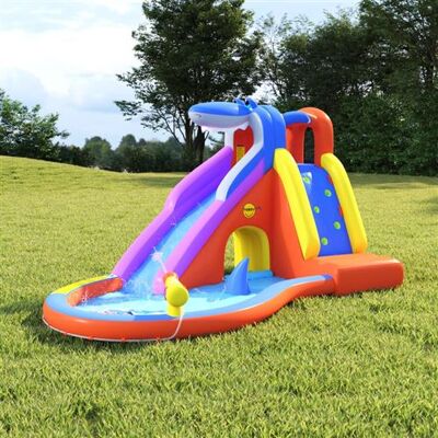 Toboggan d'eau gonflable HAPPY HOP avec piscine - 450x320x240 cm - Publicité Toboggan d'eau gonflable HAPPY HOP avec piscine - 450x320x240 cm - Publicité