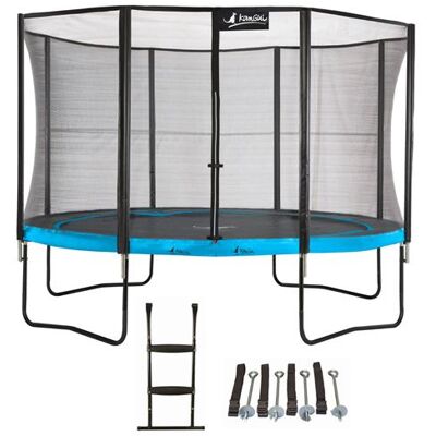 Kangui - Trampoline de jardin 365 cm - Bleu - Filet de sécurité, Échelle, Kit d'ancrage - Fitness ludique pour enfants - Publicité Kangui - Trampoline de jardin 365 cm - Bleu - Filet de sécurité, Échelle, Kit d'ancrage - Fitness ludique pour enfants - Publicité