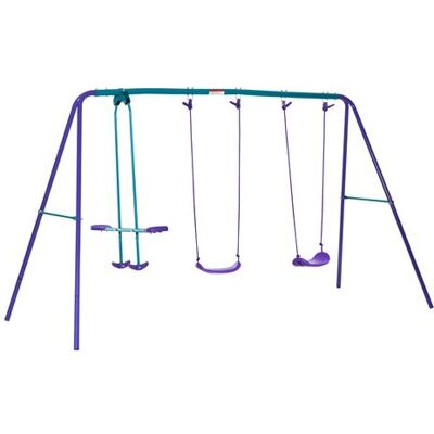 Non communiqué Balançoire 3 agrès portique avec 2 balançoires et face à face dim. 2,8L x 1,4l x 1,78H m métal époxy anticorrosion PE bleu lavande Bleu - Publicité Non communiqué Balançoire 3 agrès portique avec 2 balançoires et face à face dim. 2,8L x 1,4l x 1,78H m métal époxy anticorrosion PE bleu lavande Bleu - Publicité