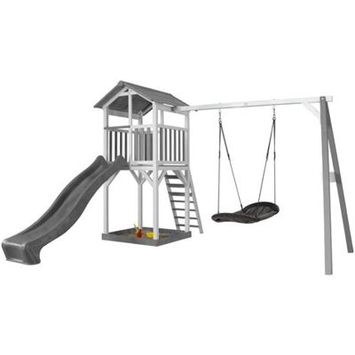 Non communiqué AXI Structure de jeu Beach Tower Blanc Gris avec 1 balancoire nid ovale Roxy et toboggan Gris Vert - Publicité Non communiqué AXI Structure de jeu Beach Tower Blanc Gris avec 1 balancoire nid ovale Roxy et toboggan Gris Vert - Publicité