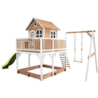 Non communiqué Axi Maisonnette LIAM Brun Blanc avec 1 balancoire et toboggan Vert Citron et bac à sable Beige - Publicité Non communiqué Axi Maisonnette LIAM Brun Blanc avec 1 balancoire et toboggan Vert Citron et bac à sable Beige - Publicité