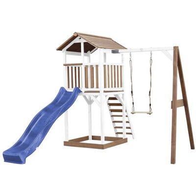 Non communiqué AXI Beach Tower avec Balancoire Simple Marron Blanc Bleu Toboggan Bleu - Publicité Non communiqué AXI Beach Tower avec Balancoire Simple Marron Blanc Bleu Toboggan Bleu - Publicité