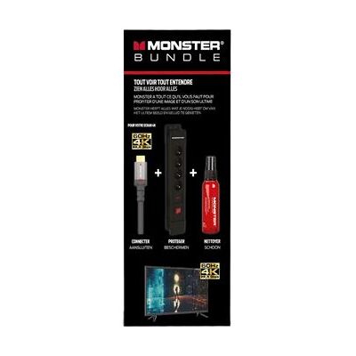 Pack câble HDMI 2.0 4K Monster Cable 1,8 m + Parafoudre 4 prises + Kit de nettoyage écran 60ml Multicolore - Publicité Pack câble HDMI 2.0 4K Monster Cable 1,8 m + Parafoudre 4 prises + Kit de nettoyage écran 60ml Multicolore - Publicité