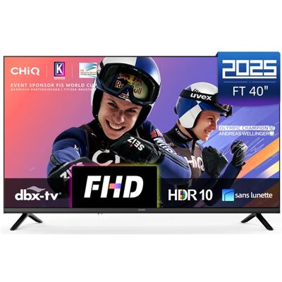 Non communiqué CHiQ L40FT Téléviseur 40" (100 cm), Full HD, HDR10, Google TV OS, Chromecast Intégré, Design Métal sans Cadre - Publicité Non communiqué CHiQ L40FT Téléviseur 40" (100 cm), Full HD, HDR10, Google TV OS, Chromecast Intégré, Design Métal sans Cadre - Publicité