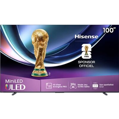 TV Hisense Mini LED 100U7Q PRO 253 cm 2025 Gris - Publicité TV Hisense Mini LED 100U7Q PRO 253 cm 2025 Gris - Publicité