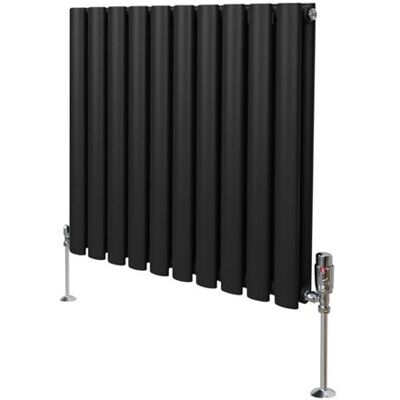 Radiateur Ovale Noir MonsterShop 600mm x 600mm & Vannes TRV - Publicité Radiateur Ovale Noir MonsterShop 600mm x 600mm & Vannes TRV - Publicité