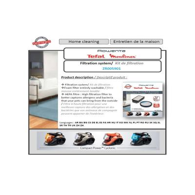 Moulinex - Modèle ZR005901 - Kit filtre aspirateur - Publicité Moulinex - Modèle ZR005901 - Kit filtre aspirateur - Publicité