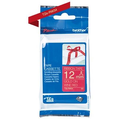 Ruban tissu Brother TZe-RW34 pour PT-H200 et P-Touch Cube Or et bordeaux Or et bordeaux - Publicité Ruban tissu Brother TZe-RW34 pour PT-H200 et P-Touch Cube Or et bordeaux Or et bordeaux - Publicité