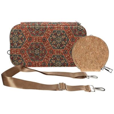 Non communiqué Pochette en Liège Bandoulière Double Grande Poche Zip Motif Lys Avizar Multicolore - Publicité Non communiqué Pochette en Liège Bandoulière Double Grande Poche Zip Motif Lys Avizar Multicolore - Publicité