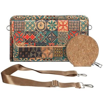 Non communiqué Pochette en Liège Bandoulière Triple Poche Magnétique Motif Céramique Avizar Multicolore - Publicité Non communiqué Pochette en Liège Bandoulière Triple Poche Magnétique Motif Céramique Avizar Multicolore - Publicité