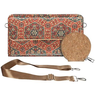 Non communiqué Pochette en Liège Bandoulière Double Poche Magnétique Motif Lys Avizar Multicolore - Publicité Non communiqué Pochette en Liège Bandoulière Double Poche Magnétique Motif Lys Avizar Multicolore - Publicité