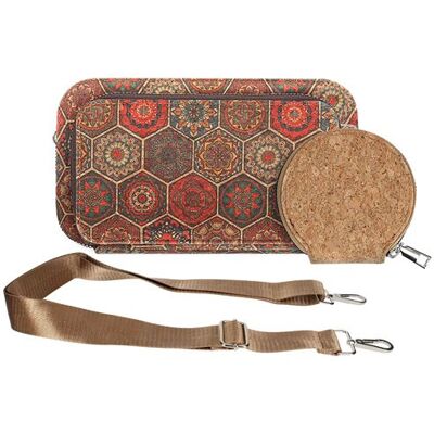 Non communiqué Pochette en Liège Bandoulière Triple Poche Zip Motif Hexagonale Avizar Multicolore - Publicité Non communiqué Pochette en Liège Bandoulière Triple Poche Zip Motif Hexagonale Avizar Multicolore - Publicité