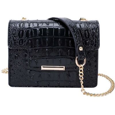 Non communiqué Sac Bandoulière pour Femme Effet Croco Vernis avec Fermoir à Bouton-pression Avizar Noir - Publicité Non communiqué Sac Bandoulière pour Femme Effet Croco Vernis avec Fermoir à Bouton-pression Avizar Noir - Publicité
