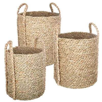 Non communiqué Lot de 3 paniers de rangement en osier coloris naturel -PEGANE- - Publicité Non communiqué Lot de 3 paniers de rangement en osier coloris naturel -PEGANE- - Publicité