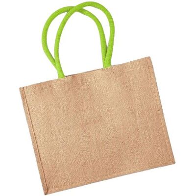 Sac de courses classique en jute Westford Mill - 21 litres (Taille unique) (Naturel/Vert citron) - UTBC1542 - Publicité Sac de courses classique en jute Westford Mill - 21 litres (Taille unique) (Naturel/Vert citron) - UTBC1542 - Publicité