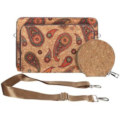 Non communiqué Pochette Liège Bandoulière Triple Poche Zip Bord carré Motif Cachemire Avizar Multicolore - Publicité Non communiqué Pochette Liège Bandoulière Triple Poche Zip Bord carré Motif Cachemire Avizar Multicolore - Publicité