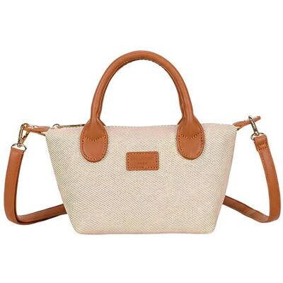 Non communiqué Mini Sac Cabas Gallantry Toile Texturé Effet Cuir Bandoulière Marron 18cm - Publicité Non communiqué Mini Sac Cabas Gallantry Toile Texturé Effet Cuir Bandoulière Marron 18cm - Publicité
