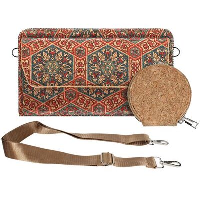 Non communiqué Pochette en Liège Bandoulière Triple Poche Magnétique Motif Lys Avizar Multicolore - Publicité Non communiqué Pochette en Liège Bandoulière Triple Poche Magnétique Motif Lys Avizar Multicolore - Publicité