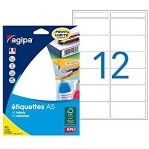 Etui A5 de 192 étiquettes blanches autocollantes 56x34mm APLI AGIPA - Publicité Etui A5 de 192 étiquettes blanches autocollantes 56x34mm APLI AGIPA - Publicité