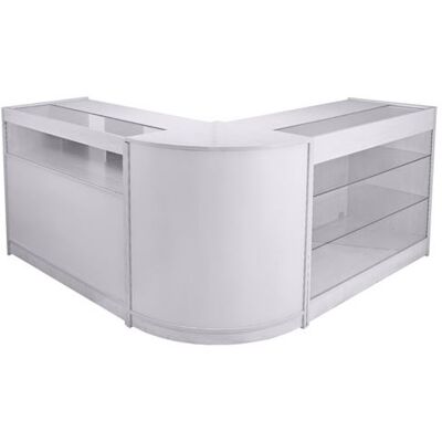 Ensemble de comptoirs et présentoirs Taurus Blanc - Publicité Ensemble de comptoirs et présentoirs Taurus Blanc - Publicité