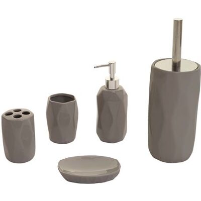 Ensemble d'accessoires de salle de bain MENDLER - Céramique, Gris - Publicité Ensemble d'accessoires de salle de bain MENDLER - Céramique, Gris - Publicité